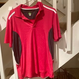 PGA tour mens , pro series, athletic fit polo shirt, XL, pink and gray